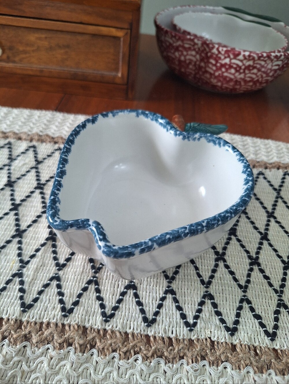 Vintage Chaparral Pottery Apple Spongeware Bowl 90's Cottage Americana